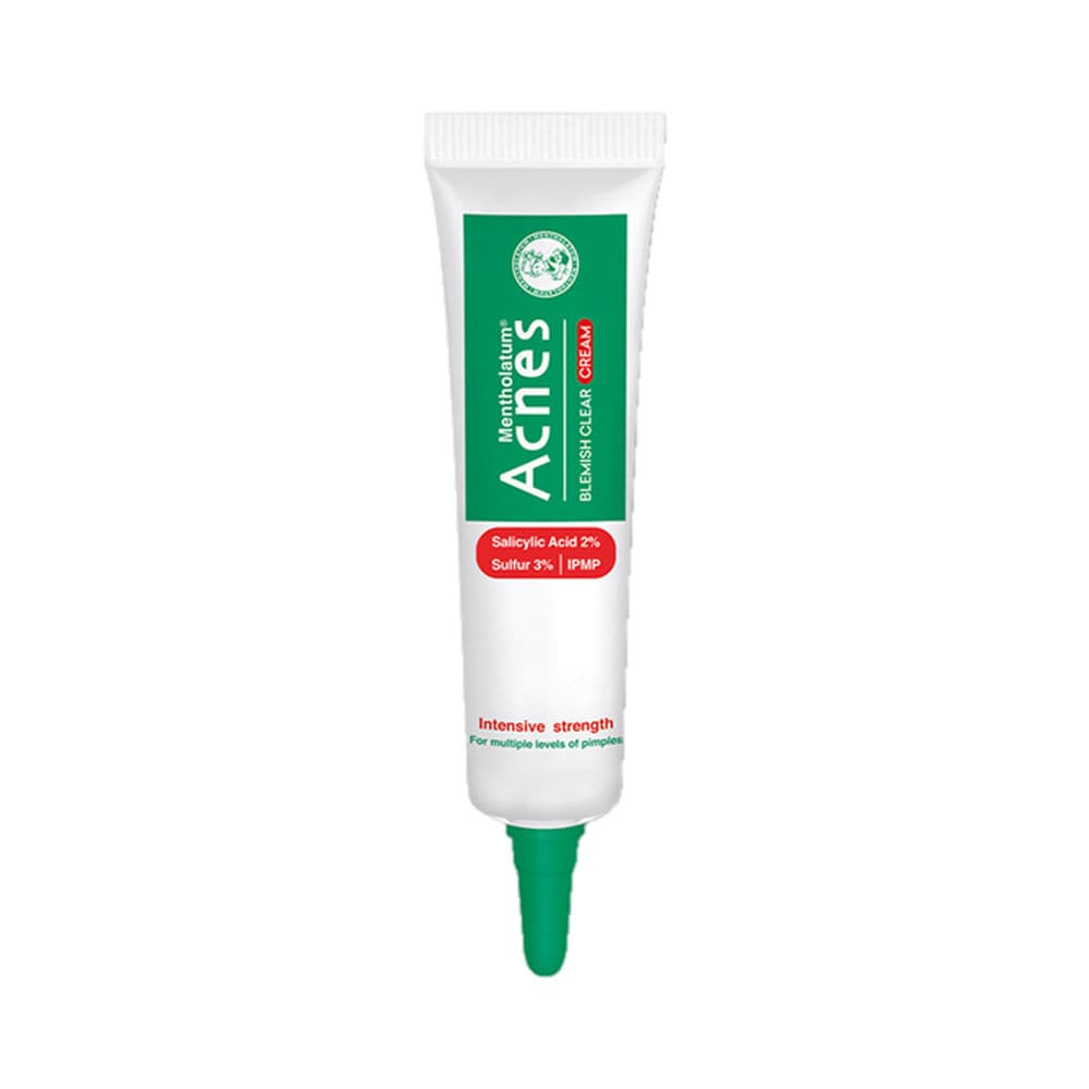 Acnes Blemish Clear Cream 10g tube packaging on neutral background