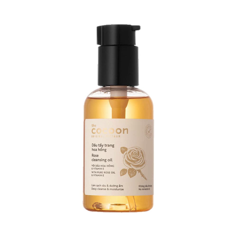 Cocoon Rose Cleansing Oil 140ml bottle, clear oil formula by Cocoon Vietnam