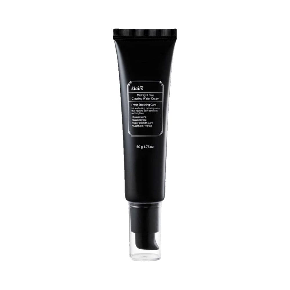 Klairs Midnight Blue Clearing Water Cream 50g in a blue jar