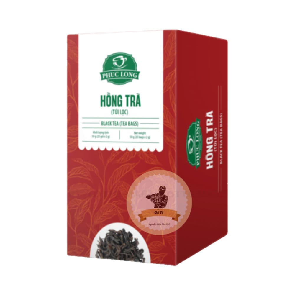 Box of Phuc Long Black Tea filter bags, 25 packs x 2G
