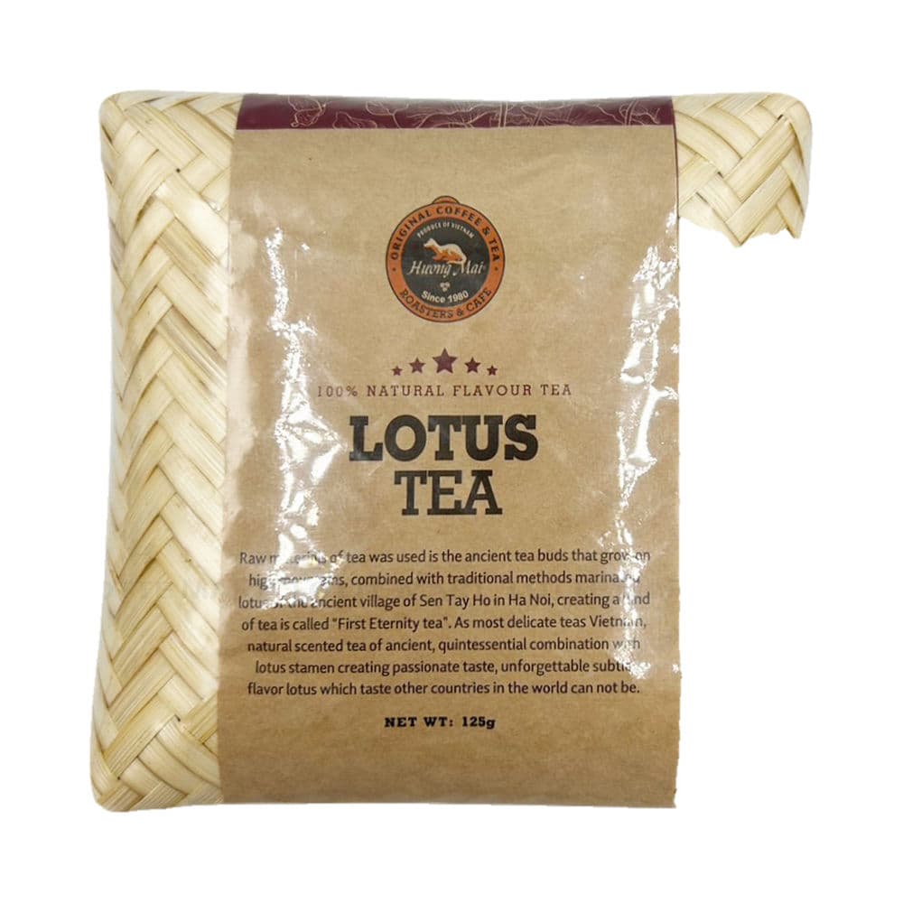 Huong Mai Lotus Tea in a traditional bamboo box, 125g